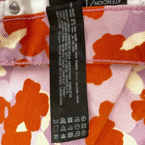 NEW! ZARA Signature Denim The 90's Short in Poppy Flower print ,Size 4 (EU 36) - Picture 11 of 16